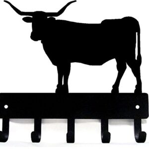 The Metal Peddler Texas Longhorn Steer Cow Key Rack - 9 inch Wide - Made in USA