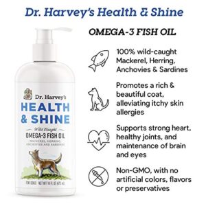 Dr. Harvey's Health & Shine Omega 3 Fish Oil for Dogs from Wild Caught Mackerel, Herring, Anchovies and Sardines - Supports Beautiful Fur, Strong Joints and Itchy Allergy Relief (16 FL OZ)