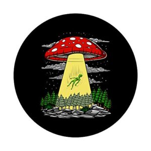 Mushroom Alien Abduction Psychedelic Space UFO Hippie Fungi PopSockets PopGrip: Swappable Grip for Phones & Tablets