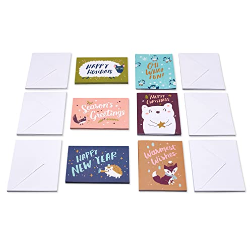 American Greetings Holiday Cards with Envelopes for Christmas, New Years and More, Cute Animals (48-Count)