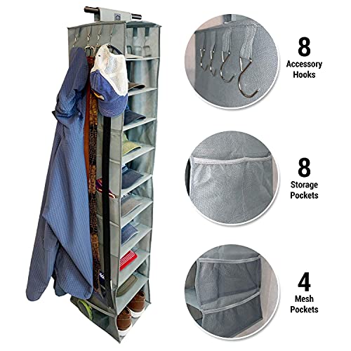 THE ULTIMATE HAT RACK 10 Shelf Hanging Closet Hat Organizer for Hat Storage - Keep Your Baseball Caps and Baseball Hats in Great Condition - Hat Holder & Baseball Cap Organizer w/Tie & Belt Side Hooks