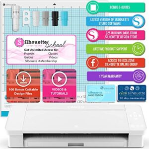 Silhouette White Cameo 4 Starter Bundle with 38 Oracal Vinyl Sheets, T-Shirt , Transfer Paper, Class, Guides and 24 Sketch Pens