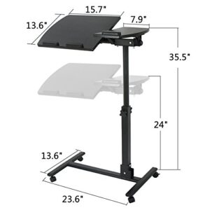 Epetlover Portable Swivel Laptop Table Desk Adjustable Angle & Height Rolling Stand Tiltable Tabletop Desk Laptop Notebook Sofa/Bed Side Table Hospital Table Stand W/Lockable Casters