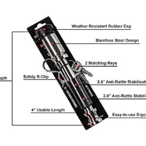 Bulletproof Stainless Steel Trailer Hitch Locking Pin with Weather Resistant Rubber Cap, 5/8” Diameter, Universal Fit, & Compatible with Class 1, 2, 3, 4, & 5 Hitches