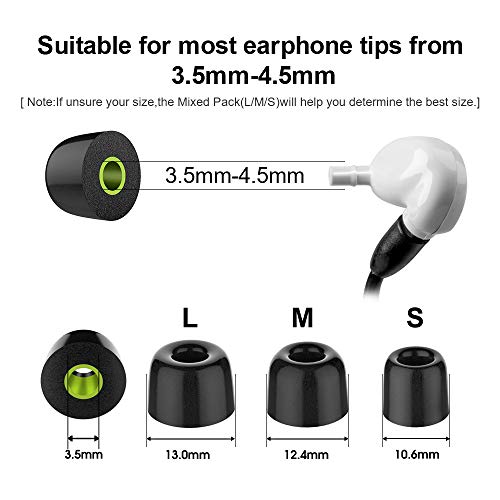[6 Pairs] Earphone Tips for Sennheiser IE800 Westone FEYCH Premium Replacement Memory Foam Earbud Tips Noise Isolation Foam Tips Suit for 3.5-4.0mm in-Ear Earphones with Storage Box(S/M/L, Black)