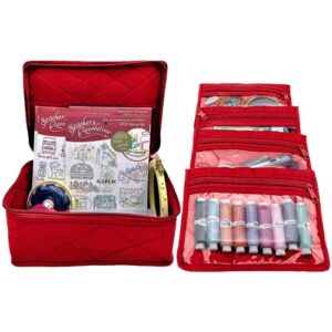 yazzii 4 pocket crafter’s organizer tote – arts & crafts storage tote bag - multipurpose storage organizer for crafts, sewing, jewelry, make up – red