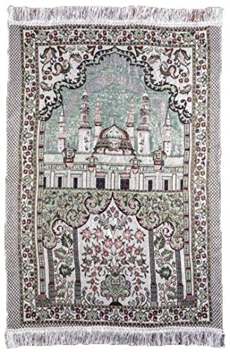 Islamic Thin Janamaz Sajjadah AMN149 Portable Muslim Prayer Mat Sajadah Carpet Chenille Woven Embroidered Rug Travel Namaz Area (Color_03)