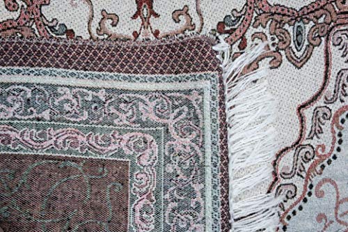 Islamic Thin Janamaz Sajjadah AMN149 Portable Muslim Prayer Mat Sajadah Carpet Chenille Woven Embroidered Rug Travel Namaz Area (Color_03)