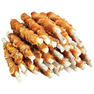 mon2sun dog treats, rawhide twist chicken hide sticks, suitable for puppy and small dogs, 5 inch (pack of 40)