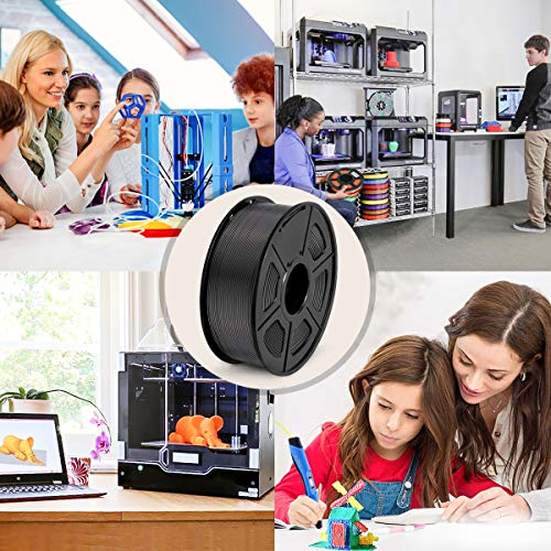 PLA 3D Printer Filament, SUNLU Neatly Wound PLA Filament 1.75mm Dimensional Accuracy +/- 0.02mm, Fit Most FDM 3D Printers, Good Vacuum Packaging Consumables, 1kg Spool (2.2lbs), 330 Meters, PLA Black