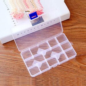 SUMAJU 2 Pack 15 Grids Organizer Box, Plastic Jewelry Organizers with Adjustable Dividers Clear Storage Container for Beads Crafts Fishing Tackles