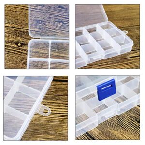 SUMAJU 2 Pack 15 Grids Organizer Box, Plastic Jewelry Organizers with Adjustable Dividers Clear Storage Container for Beads Crafts Fishing Tackles