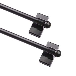 WL.Rocaille Adjustable Magnetic Rods for Mental Appliance, Doors, Windows,16 to 28 Inch/2 Pack/Easy Installation Toilet Towel Bar, Muti-Useful (Black, 2pack)