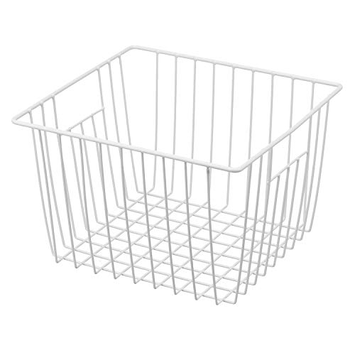 iPEGTOP Deep Refrigerator Freezer Baskets, Large Household Wire Storage Basket Bins Organizer with Handles for Kitchen, Pantry, Freezer, Cabinet, Closets, Pearl White, Set of 3