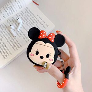 Airpods Case, 3D Cute Cartoon Airpods Cover Minnie Mouse Soft Silicone Rechargeable Headphone Cases,AirPods Case Protective Silicone Cover and Skin for Apple Airpods 1/2 Charging Case (Minine)