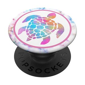 rainbow watercolor sea turtle popsockets swappable popgrip