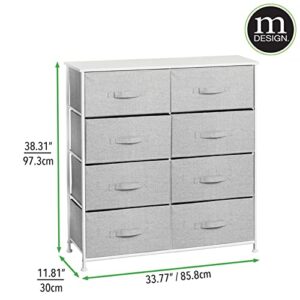 mDesign 38.31" High Steel Frame/Wood Top Storage Dresser Furniture Unit with 8 Removable Fabric Drawers - Large Bureau Organizer for Bedroom, Living Room, or Closet - Lido Collection, Gray