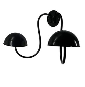 owlgift modern metal wall mounted entryway retail hat rack/wig display stand w/ 2 circular hat hooks, black