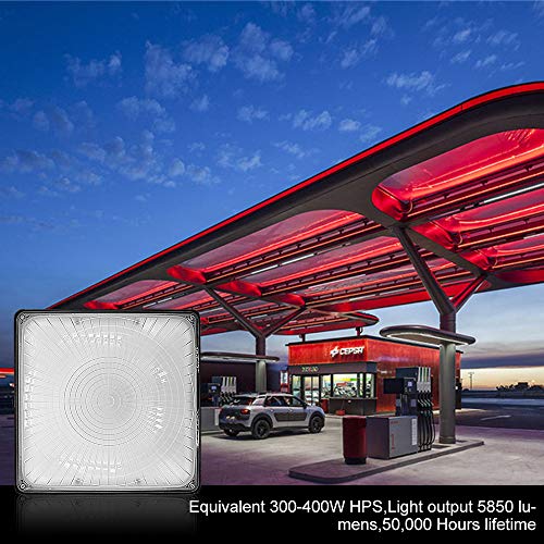 BBMI LED Canopy Light,45W (300W HPS Replacement) 5850 Lumens 5000K,100-277VAC,Outdoor Commercial Light for Gas Station and Carport Lighting,UL Listed & DLC Qualified LED Parking Garage Lights