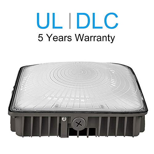 BBMI LED Canopy Light,45W (300W HPS Replacement) 5850 Lumens 5000K,100-277VAC,Outdoor Commercial Light for Gas Station and Carport Lighting,UL Listed & DLC Qualified LED Parking Garage Lights