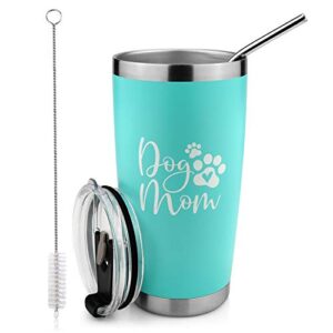 Dog Mom Tumbler- 20 oz Travel Mug for Dog Lovers Christmas Birthday Gift With Premium Sealed Lid, Stainless Steel Straw