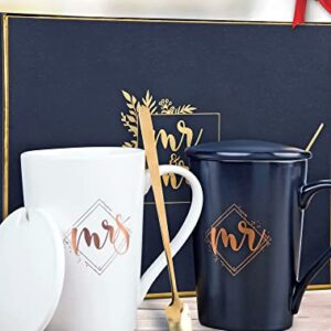 KEDRIAN Mr And Mrs Mug Set, Best Wedding Gifts For Couple Gifts For Newlyweds, Mr And Mrs Gifts, Engagement Gifts For Couples Anniversary, His And Her Gifts For Couples, Wedding Mugs, Marriage Gifts