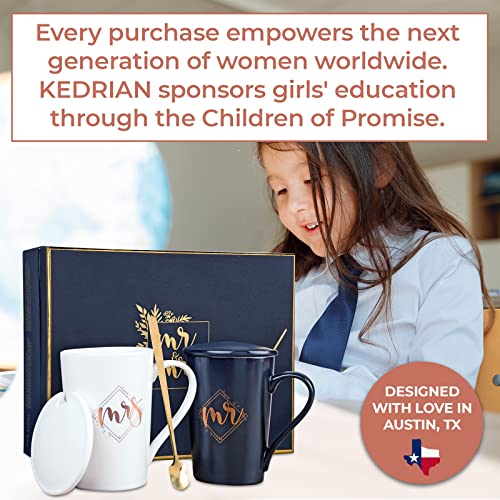 KEDRIAN Mr And Mrs Mug Set, Best Wedding Gifts For Couple Gifts For Newlyweds, Mr And Mrs Gifts, Engagement Gifts For Couples Anniversary, His And Her Gifts For Couples, Wedding Mugs, Marriage Gifts