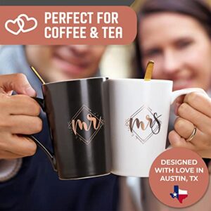 KEDRIAN Mr And Mrs Mug Set, Best Wedding Gifts For Couple Gifts For Newlyweds, Mr And Mrs Gifts, Engagement Gifts For Couples Anniversary, His And Her Gifts For Couples, Wedding Mugs, Marriage Gifts