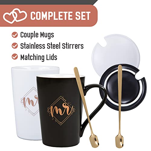 KEDRIAN Mr And Mrs Mug Set, Best Wedding Gifts For Couple Gifts For Newlyweds, Mr And Mrs Gifts, Engagement Gifts For Couples Anniversary, His And Her Gifts For Couples, Wedding Mugs, Marriage Gifts