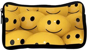 yellow smiley face balls pencil case for school supplies for office supplies, gameboy ds, mp3, or makeup supplies
