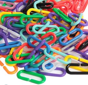 sbyure 250 pieces plastic c-clips hooks chain links c-links sugar glider for parakeets, rats & sugar gliders,small pet rat parrot bird toy cage,assorted color links