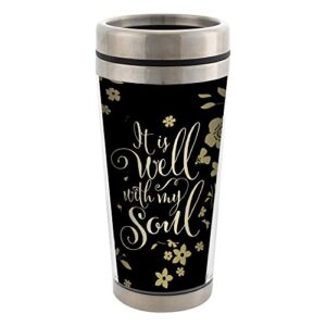 elanze designs it is well with my soul stainless steel 16 oz travel mug with lid