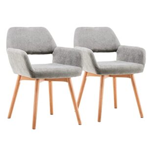 homy grigio modern dining chairs set of 4, kitchen & dining room chairs dining chairs set of 2 for living room bedroom dining room arm chairs guest with solid wood legs (set of 2,gray)