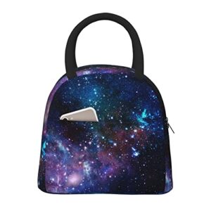 aeoiba blue purple galaxy insulated lunch bag tote handbag lunchbox food container gourmet tote cooler warm pouch for school work office