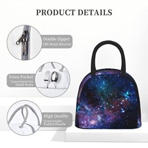 Aeoiba Blue Purple Galaxy Insulated Lunch Bag Tote Handbag lunchbox Food Container Gourmet Tote Cooler warm Pouch For School work Office