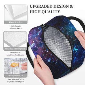 Aeoiba Blue Purple Galaxy Insulated Lunch Bag Tote Handbag lunchbox Food Container Gourmet Tote Cooler warm Pouch For School work Office