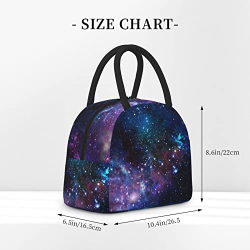 Aeoiba Blue Purple Galaxy Insulated Lunch Bag Tote Handbag lunchbox Food Container Gourmet Tote Cooler warm Pouch For School work Office