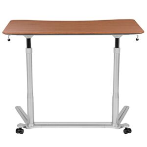 Flash Furniture Merritt Sit-Down, Stand-Up Cherry Computer Ergonomic Desk with 37.375"W Top (Adjustable Range 29" - 40.75")