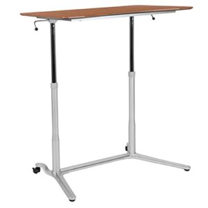 Flash Furniture Merritt Sit-Down, Stand-Up Cherry Computer Ergonomic Desk with 37.375"W Top (Adjustable Range 29" - 40.75")