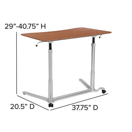 Flash Furniture Merritt Sit-Down, Stand-Up Cherry Computer Ergonomic Desk with 37.375"W Top (Adjustable Range 29" - 40.75")