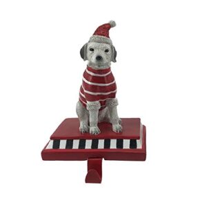 comfy hour 9" polyresin dog wearing hat stocking hanger for christmas decoration, red, winter holiday collection