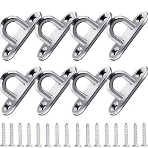 Stainless Steel Ceiling Hook Pad Eye Plate, BESTZY 1.8 inch Pad Eye Plate Wall Mount Hook, Marine Hardware Staple Hook Loop Screws Set (Pack of 8)