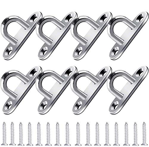 Stainless Steel Ceiling Hook Pad Eye Plate, BESTZY 1.8 inch Pad Eye Plate Wall Mount Hook, Marine Hardware Staple Hook Loop Screws Set (Pack of 8)