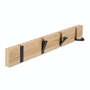 jsver wooden coat hooks coat rack wall mounted, modern coat rack, space-saving coat hook with 4 standard retractable hooks hat coat hook for entryway, hallway, bathroom, living room, bedroom