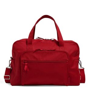 vera bradley women's cotton weekender travel bag, cardinal red - recycled cotton, one size