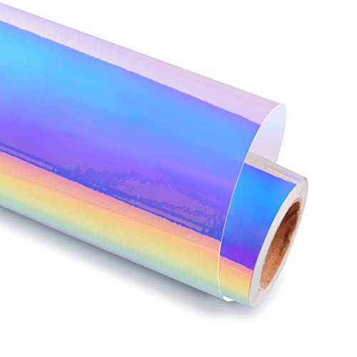 Holographic Vinyl White,Opal Permanent Vinyl for Cricut - 12 Inch x 6 Feet White Adhesive Vinyl Roll for All Vinyl Cutter Craft Vinyl Christmas Vinyl