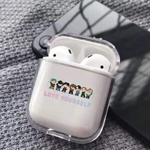 Kpop Airpods Cases Jung Kook Suga V Jimin J-Hope Protective Transparent Cover Case for Airpods 1/2 3 Pro 2