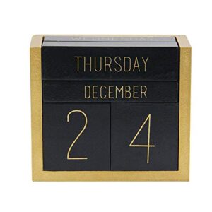 juegoal wooden perpetual calendar, wooden block daily calendar office desk accessories (black)