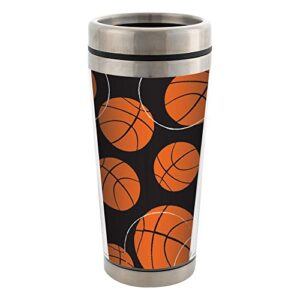 elanze designs basketball stainless steel 16 oz travel mug with lid