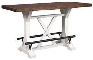 signature design by ashley valebeck rustic farmhouse 36" counter height dining table, brown & white
